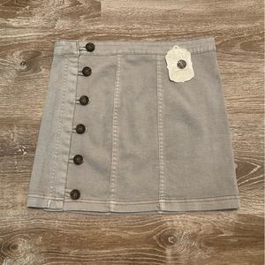 NWT Altar'd State Grey Stretch Mini Skirt with Button Up Detail Size Medium